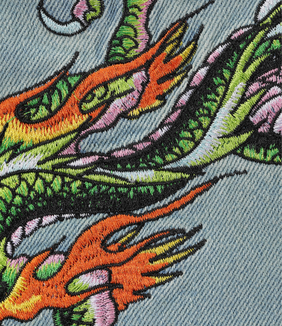 Ed Hardy Women's Crawling Dragon Denim Mini Skirt