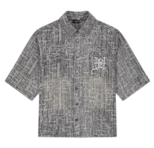 Ed Hardy Men's Distressed Cross Relaxed Denim Shirt