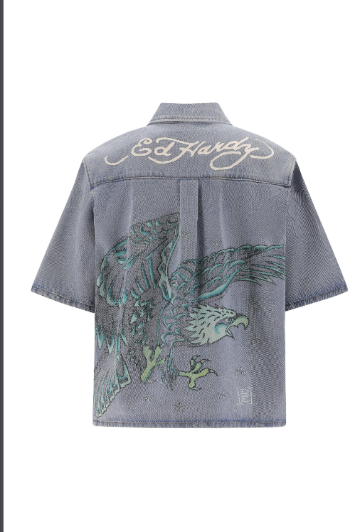 Ed Hardy Men's Eagle & Stars Relaxed Denim Shirt