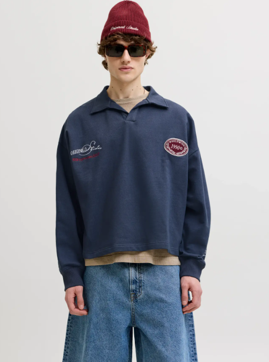 Jack & Jones Savona Sweat Split Neck Long Sleeve Polo