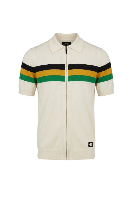 Trojan Stripe Zip Short Sleeve Cardigan