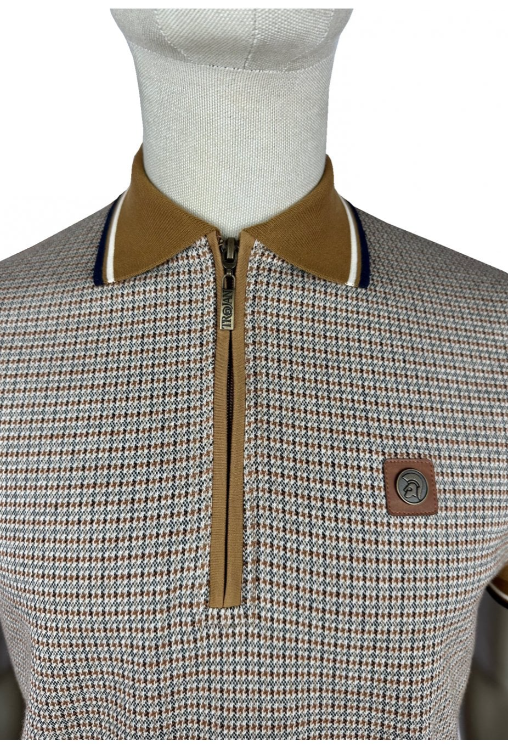 Trojan Mini Houndstooth Zip Panel Polo