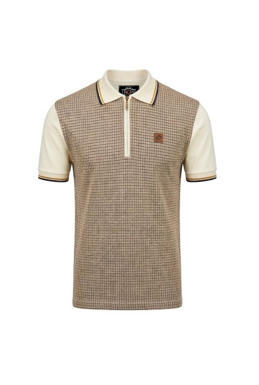 Trojan Mini Houndstooth Zip Panel Polo