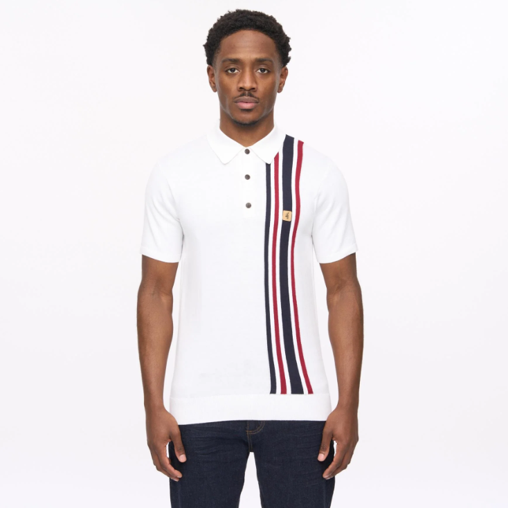 Gabicci Mens Soda Short Sleeve Side Stripe Knit Polo