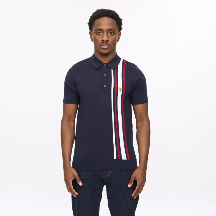 Gabicci Mens Soda Short Sleeve Side Stripe Knit Polo