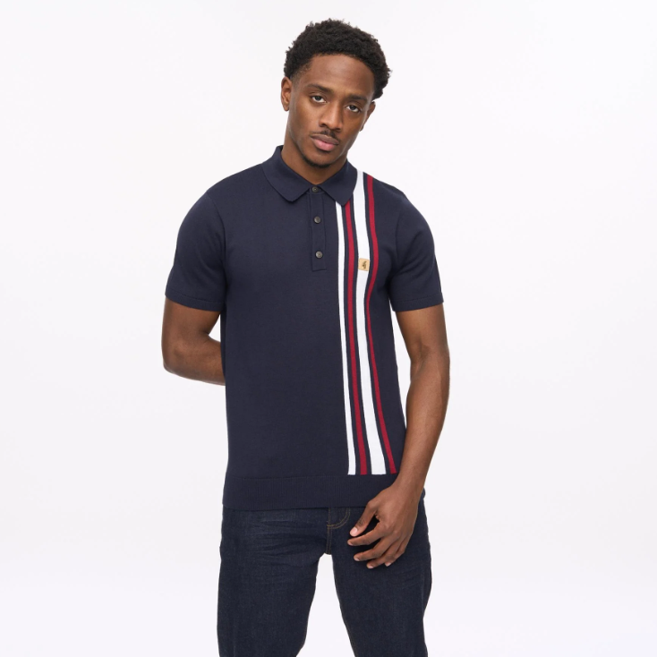 Gabicci Mens Soda Short Sleeve Side Stripe Knit Polo