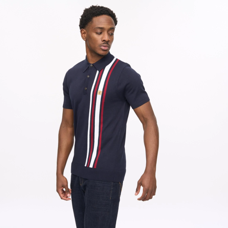 Gabicci Mens Soda Short Sleeve Side Stripe Knit Polo