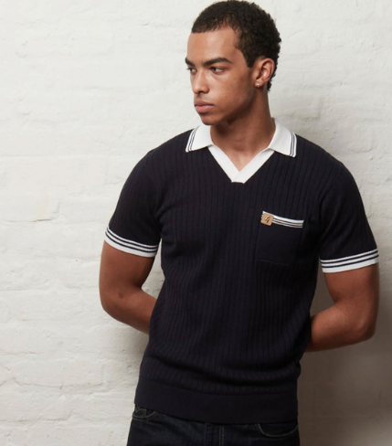 Gabicci Vintage Portobello Skipper Neck Knit Polo