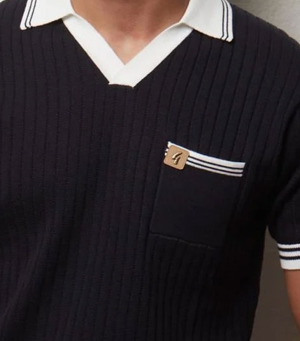 Gabicci Vintage Portobello Skipper Neck Knit Polo