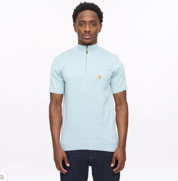 Gabicci Mens Lasso Short Sleeve Plain Knit Quarter Zip (Vintage)