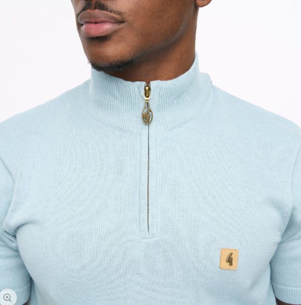 Gabicci Mens Lasso Short Sleeve Plain Knit Quarter Zip (Vintage)