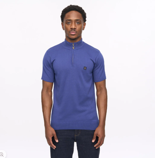Gabicci Mens Lasso Short Sleeve Plain Knit Quarter Zip (Vintage)