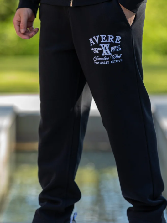 Avere Paradiso Black Open Hem Sweatpants
