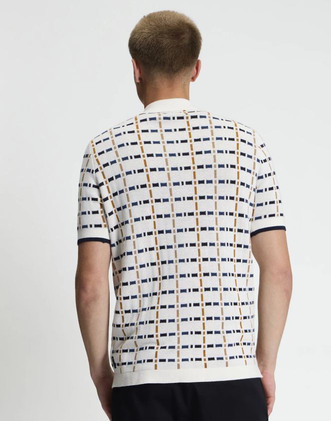 Ben Sherman Short Sleeve Button Through Check Knitted Shirt