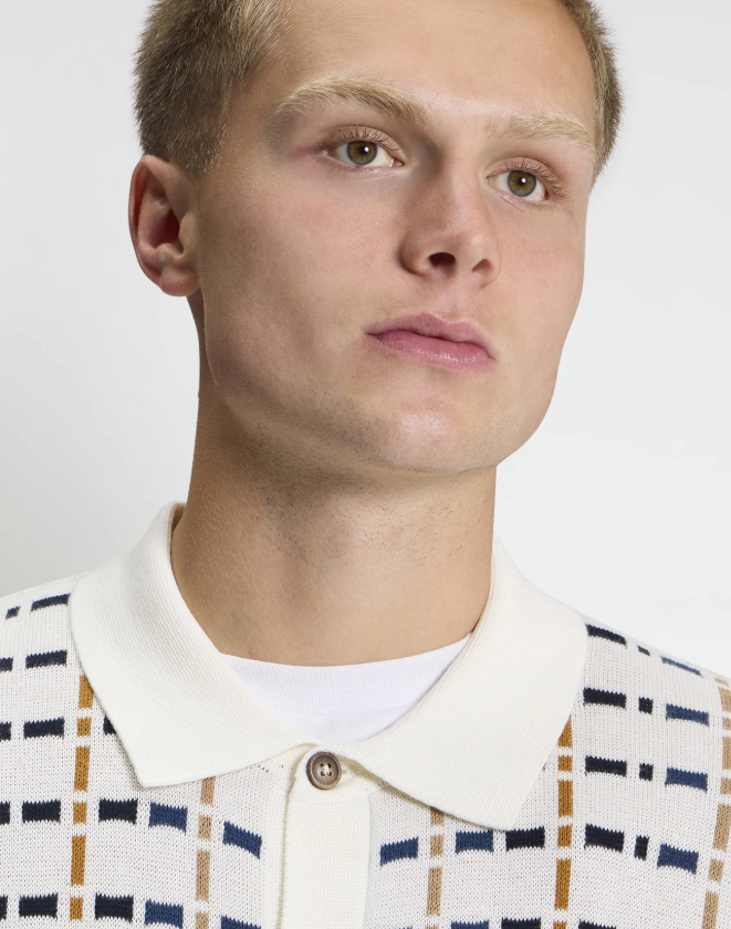 Ben Sherman Short Sleeve Button Through Check Knitted Shirt