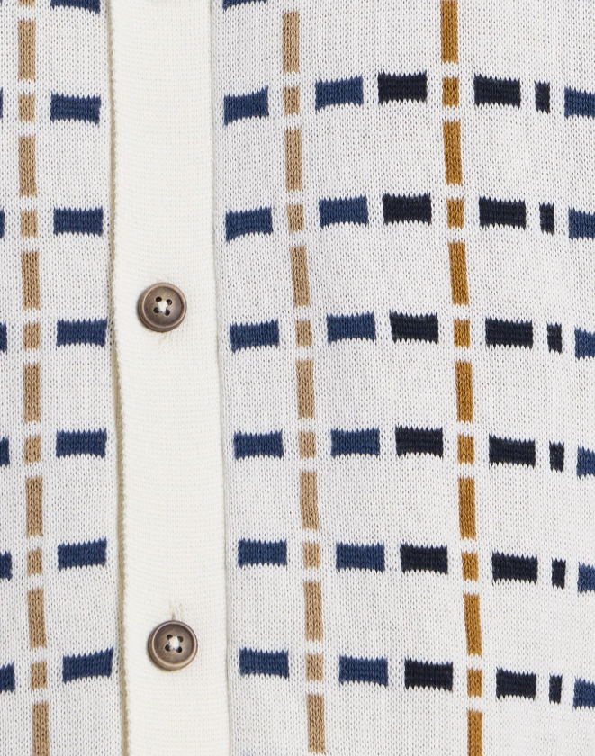 Ben Sherman Short Sleeve Button Through Check Knitted Shirt