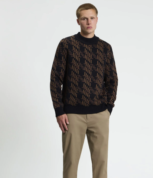 Ben Sherman Oversized Dogtooth Crew Neck Sweater