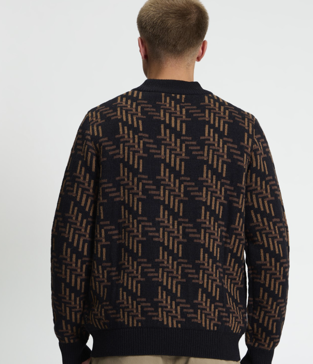 Ben Sherman Oversized Dogtooth Crew Neck Sweater