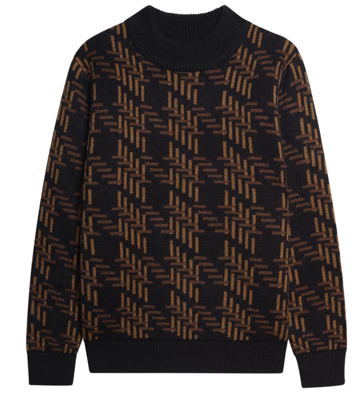 Ben Sherman Oversized Dogtooth Crew Neck Sweater