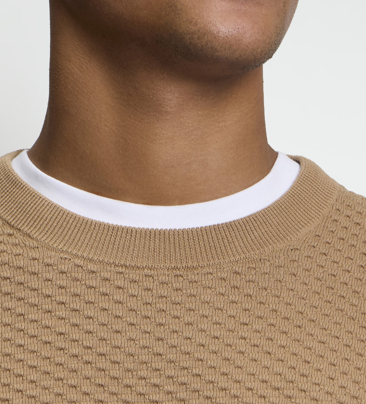 Ben Sherman Long Sleeved Textured Front Crew