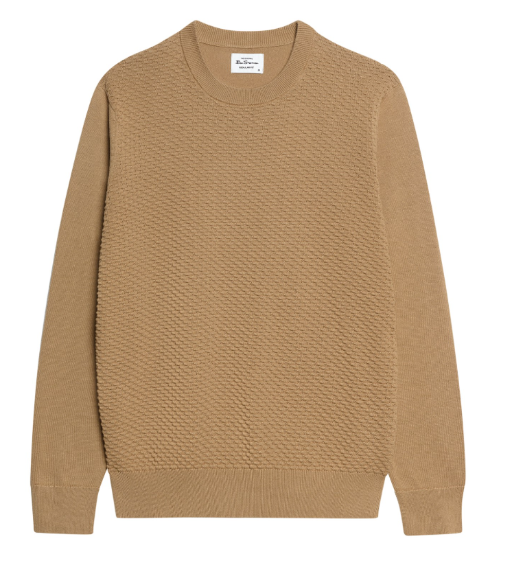 Ben Sherman Long Sleeved Textured Front Crew