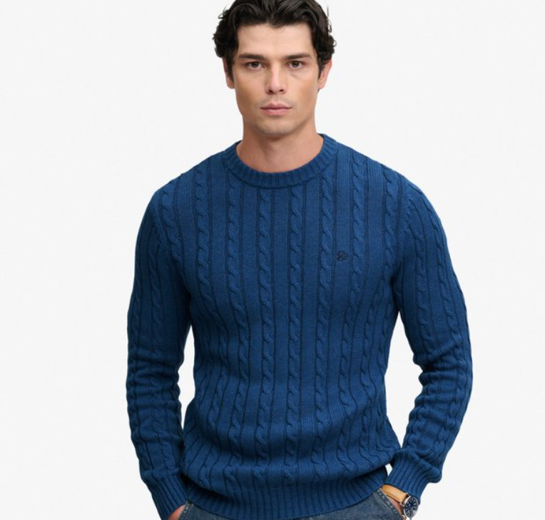 Superdry Cotton Cable Knit Crew - Men's