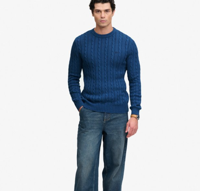 Superdry Cotton Cable Knit Crew - Men's