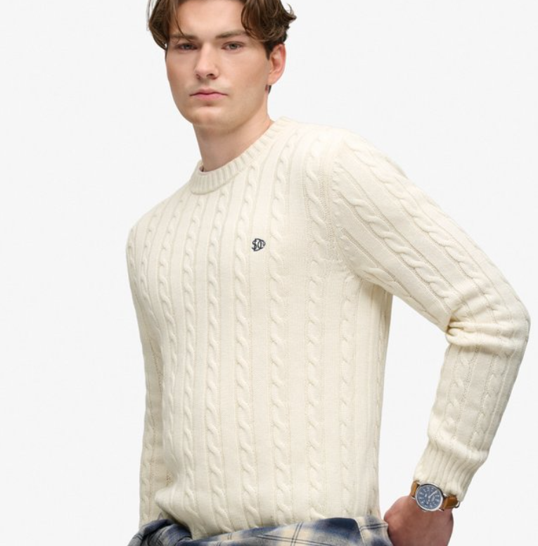 Superdry Cotton Cable Knit Crew - Men's