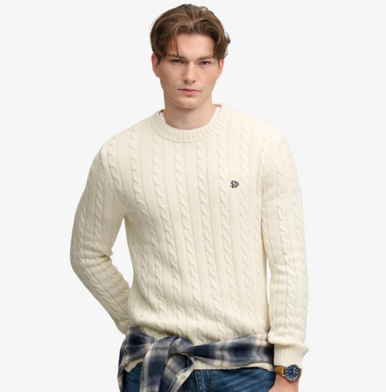 Superdry Cotton Cable Knit Crew - Men's