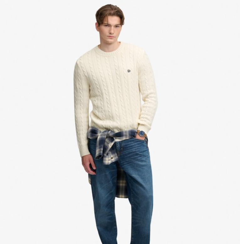 Superdry Cotton Cable Knit Crew - Men's