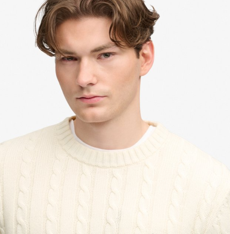 Superdry Cotton Cable Knit Crew - Men's