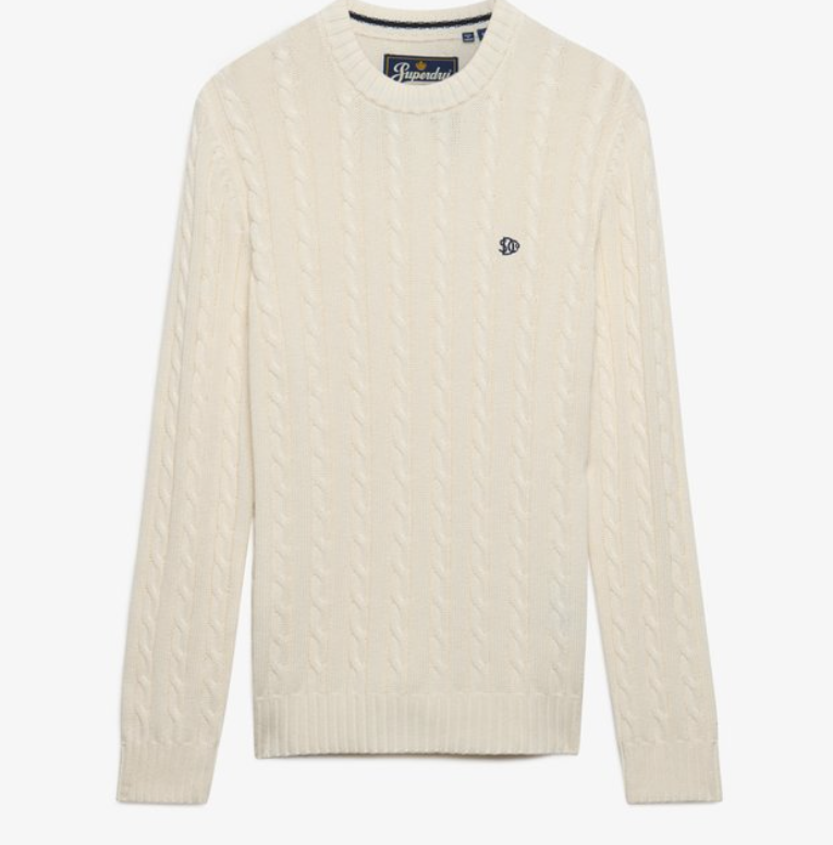 Superdry Cotton Cable Knit Crew - Men's