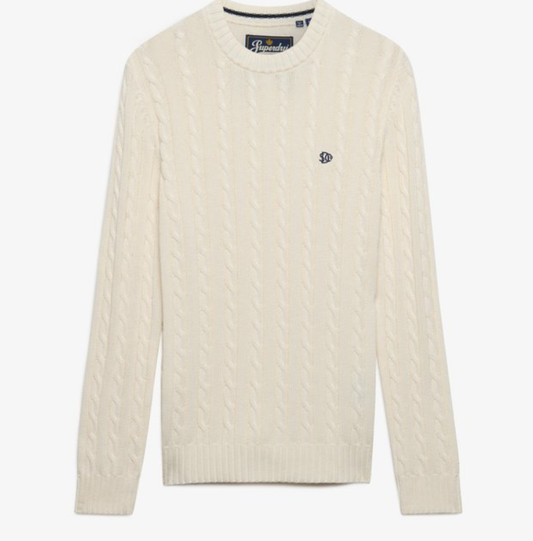 Superdry Cotton Cable Knit Crew - Men's