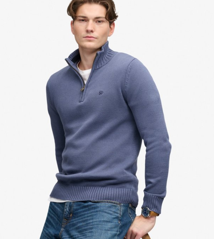 Superdry Cotton Half Zip Knit - Men's