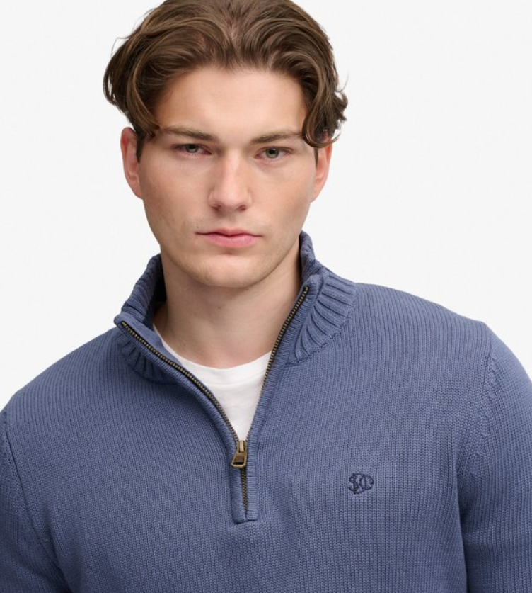 Superdry Cotton Half Zip Knit - Men's