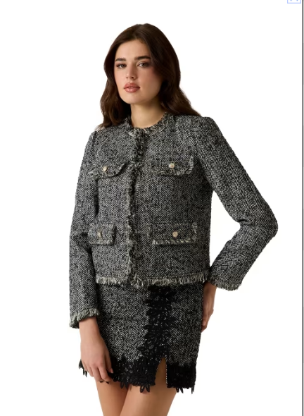 Guess Jenny Fringes Herringbone Jacket - Women's
