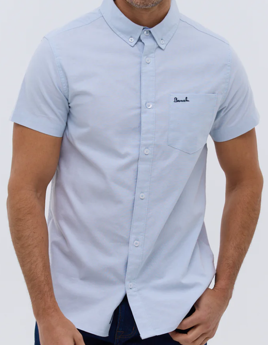 Bench Bowden Short Sleeved shirt in light blue, white, and lilac colours, multiple sizes available