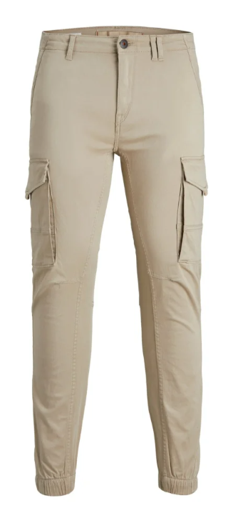 Jack & Jones Paul Flake Cargo Trousers in Crockery and Black Colors