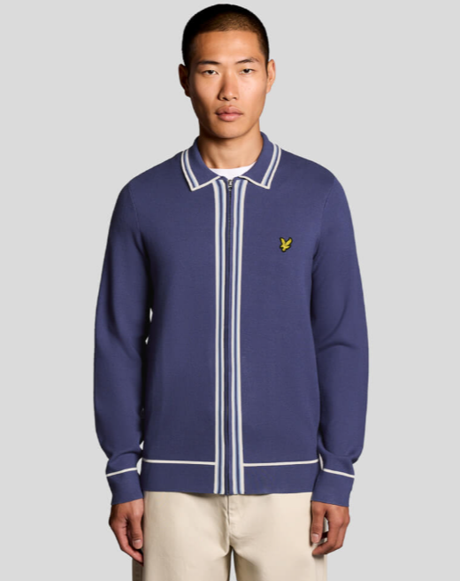 Lyle & Scott Tipped Knitted Zip Through Jacket