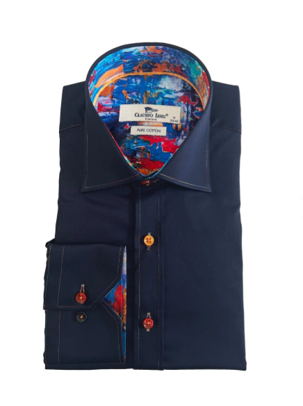 Claudio Lugli Paint Splash Trim Long Sleeve Shirt