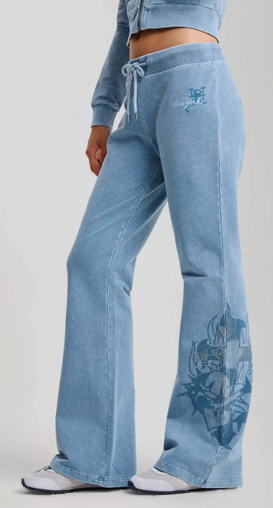 Ed Hardy Womens Cross and Thorns Washed Flares Joggers
