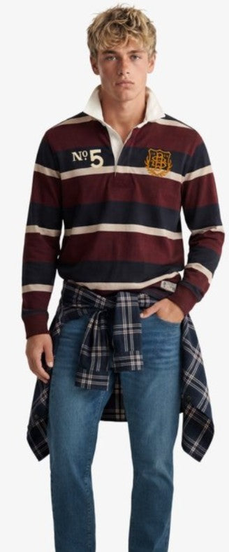 Superdry Double Emblem Stripe Rugby Top