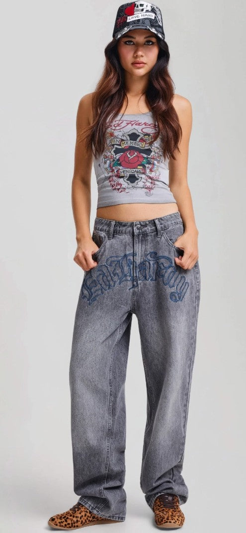 Ed Hardy Womens In Memory Of When I Cared Washed Fitted Vest Top