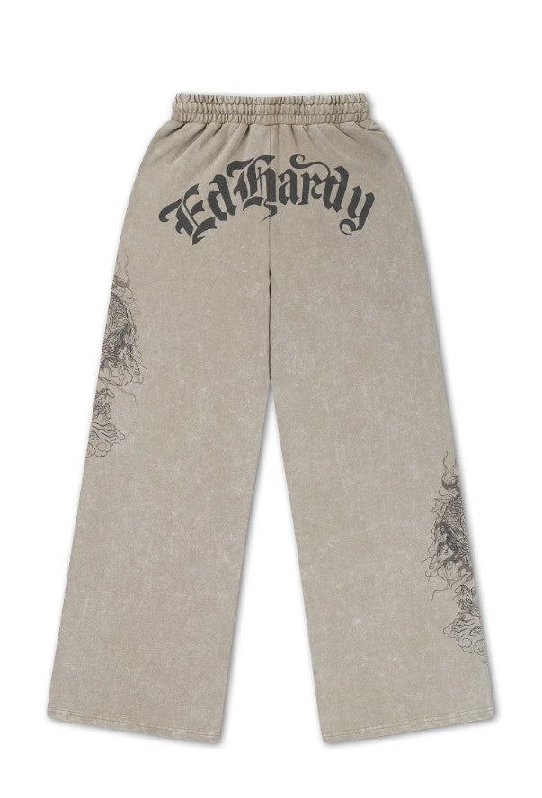 Ed Hardy Womens Gothic Dragon Stone Wash Relaxed Joggers