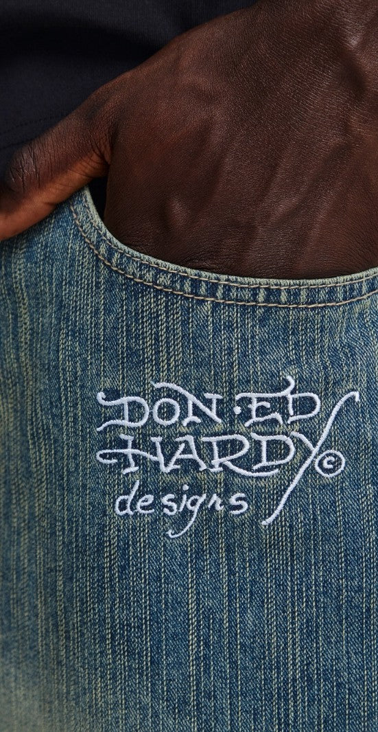 Ed Hardy Slithering Dragon Embroidered Extra Jeans