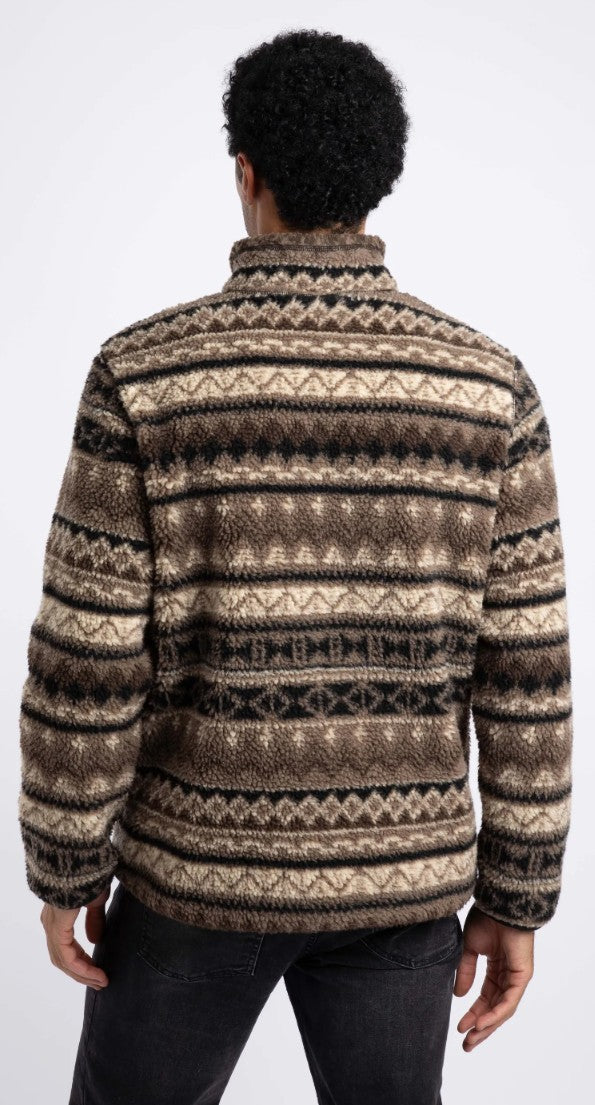 Weird Fish Nash 1/4 Zip Borg Fleece in Sandstone - Men's