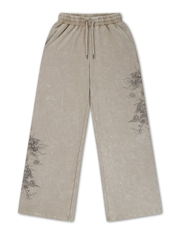 Ed Hardy Womens Gothic Dragon Stone Wash Relaxed Joggers