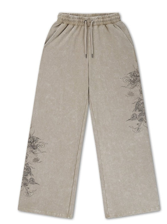 Ed Hardy Womens Gothic Dragon Stone Wash Relaxed Joggers