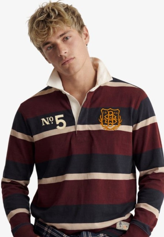 Superdry Double Emblem Stripe Rugby Top