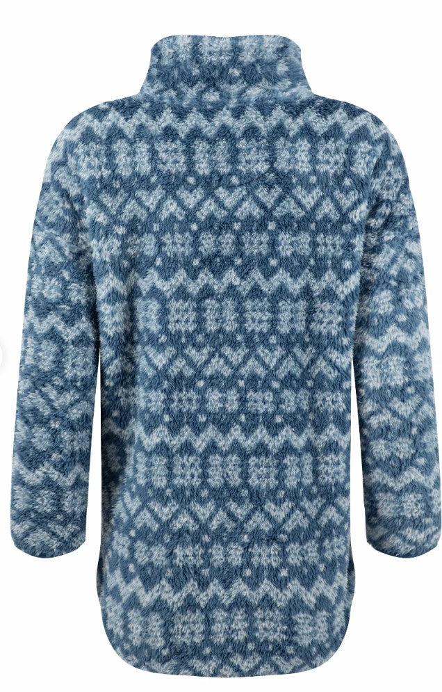 Weird Fish Pikard 1/4 Zip Printed Cosy Fleece Light Blue